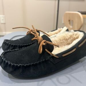 UGG Black Sheepskin Lined Loafers